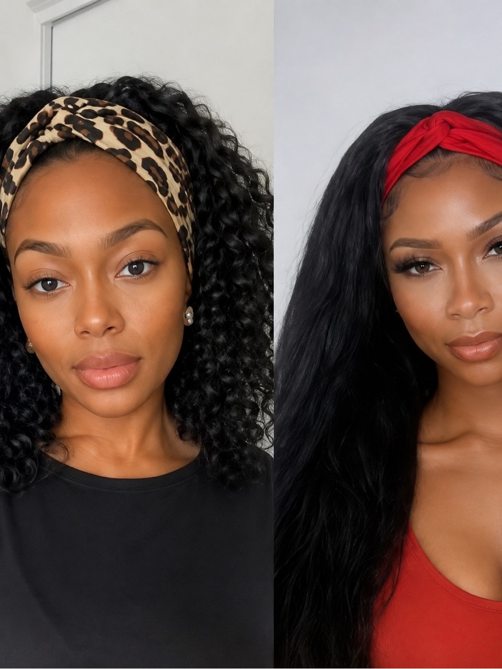 Luvme - 2 Glueless wigs 16 Inches Deep Wave/20 Inches Kinky Straight Flexi-Fit